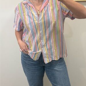 Vintage Rainbow Pastel Striped Women's Top